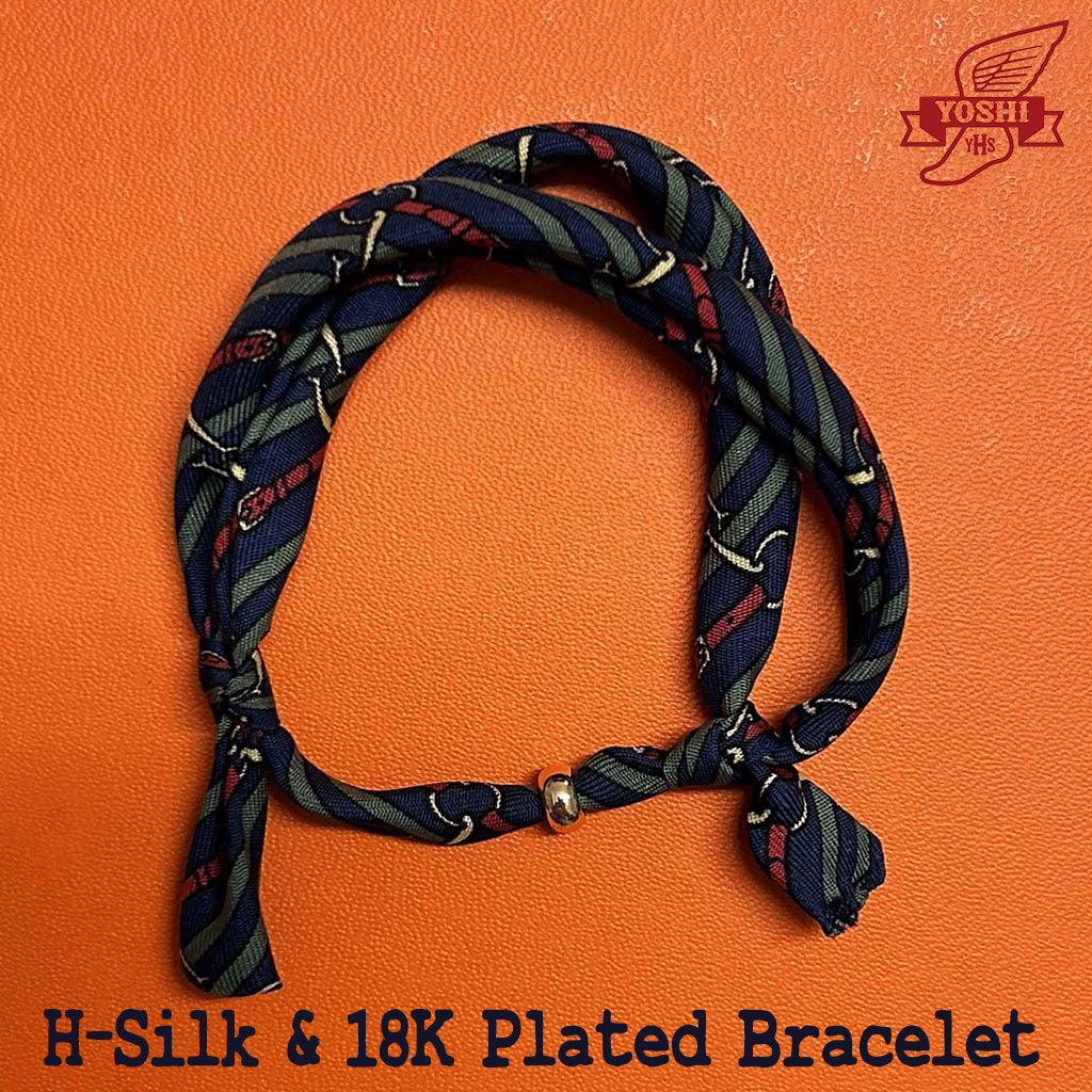 H- BOUCLE BLEU Bracelet - Hermes® Silk & 18K plated donut