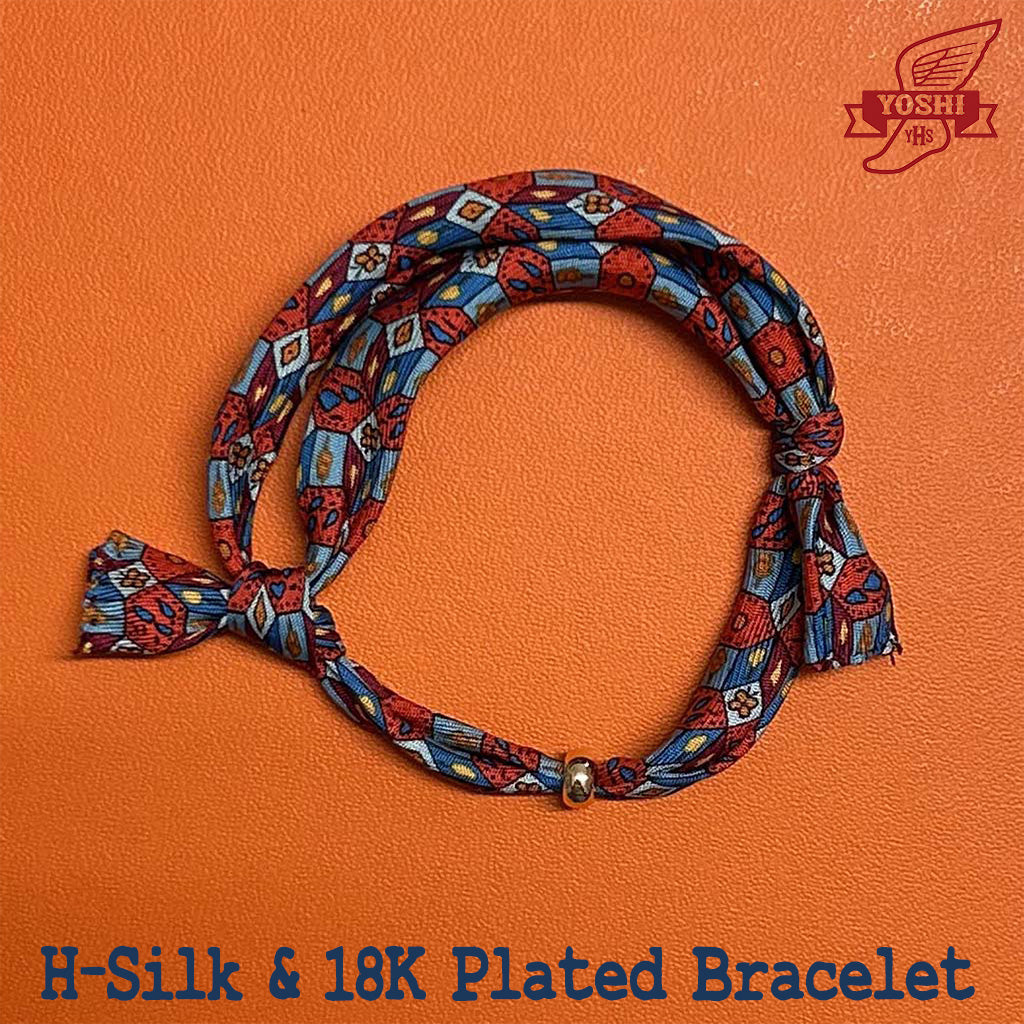 H- FEUILLES ORANGE Bracelet - Hermes® Silk & 18K plated donut